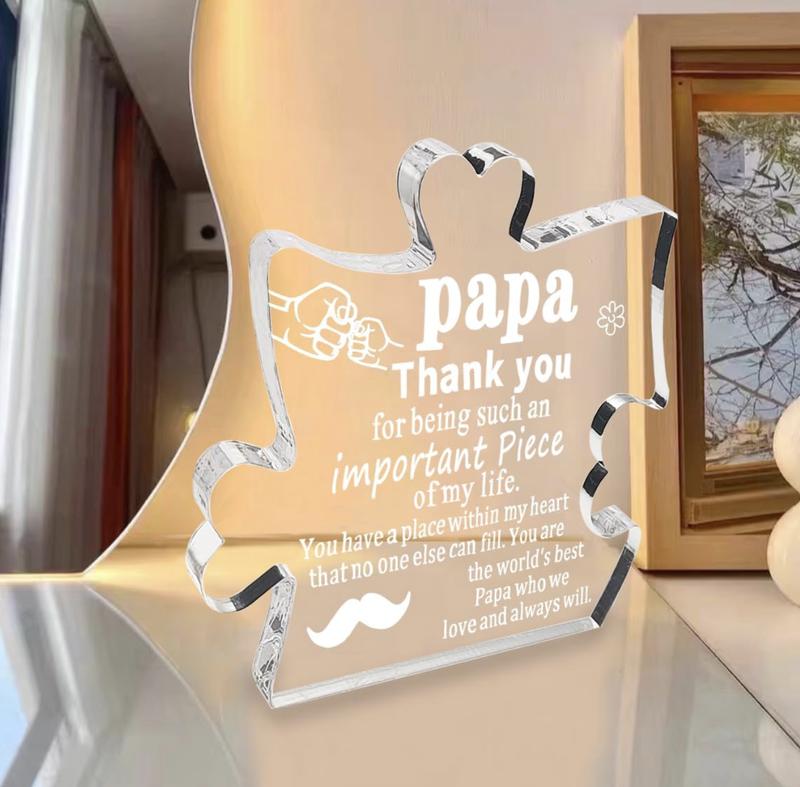 Thank You Papa Grandpa Gifts Acrylic Puzzle Plaque, Delicate Grandfather Christmas Gifts from Grandkids, Birthday Father's Day Present for Dad Grandpa Gift Idea