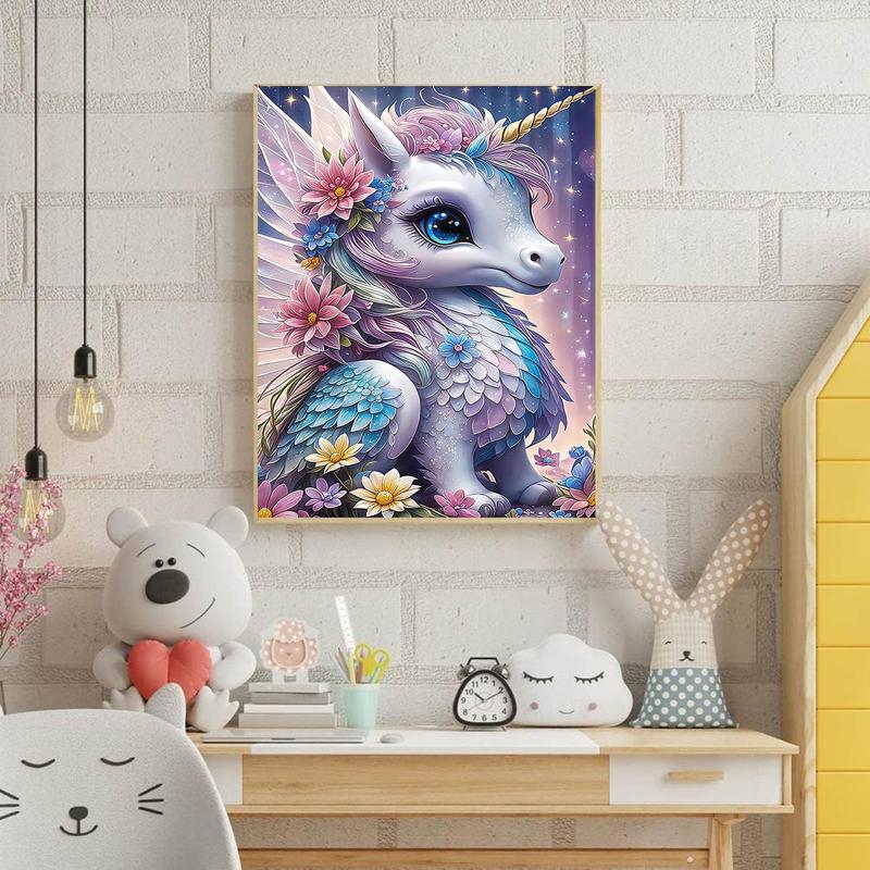 5D Horse Diamond Painting Kits, DIY Unicorn Gem Painting, Full Drill Round Rhinestone Gem Art Painting for Home Wall Decor 12x16inch B11409