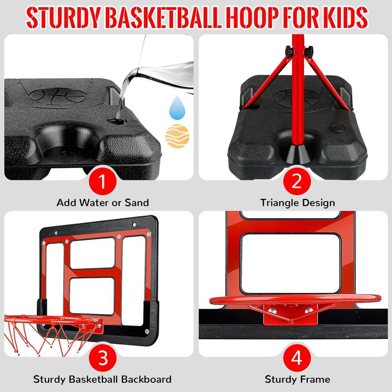 2024Kids Basketball Hoop With Stand, Adjustable Basketball Set, Toddler Basketball Toys For Boys Age 3 4 5 6 7 8, Indoor Outdoor Backyard Sport Game Gifts