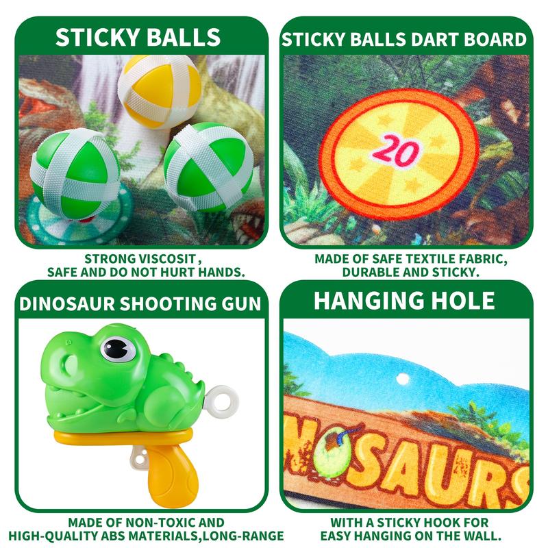 Dinosaur Themed Dartboard Toy - Sticky Ball Dart Set for Indoor and Outdoor Fun, Enhancing Kids' Play and Activity