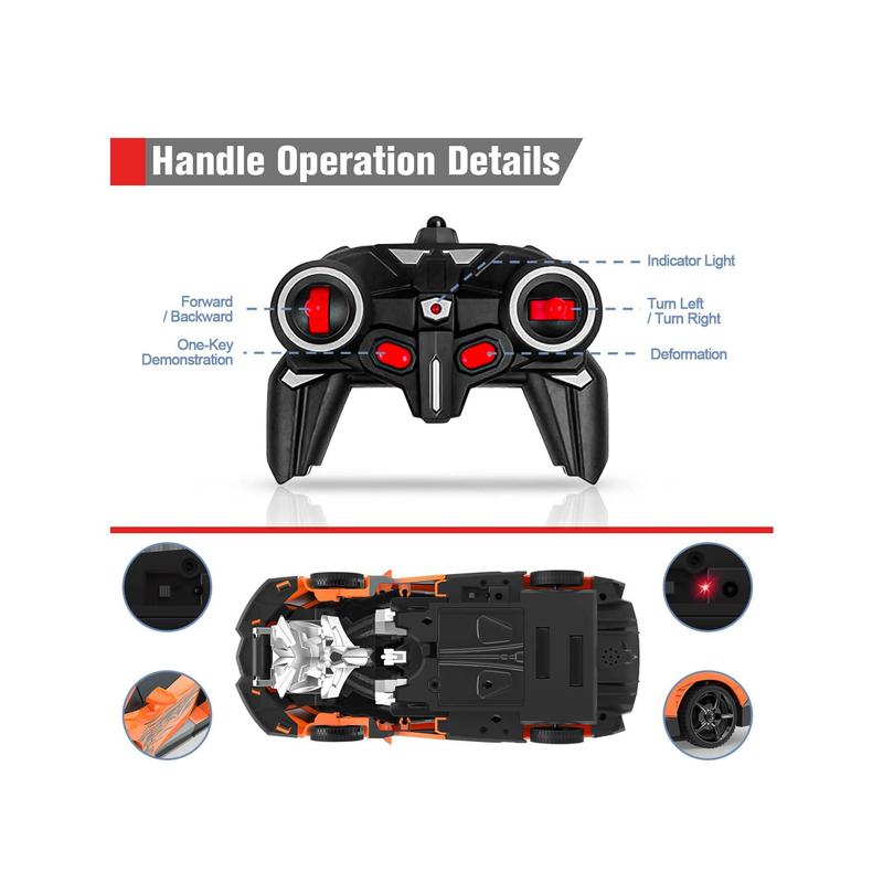 Transform Rc Cars For Boys 4-7 8-12, 2.4Ghz 1:18 Scale Remote Control Car Transforming Robot, One-Button Deformation 360° Rotation And Drift Car Toy Gifts For Boys And Girls 3-5,Christmas Toys & Gifts