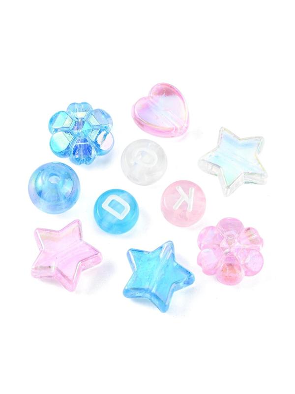 Mixed Color Beads & Star & Heart & Flower Shaped Beads, Transparent Acrylic Beads, DIY Jewelry Making Supplies for Bracelet & Necklace