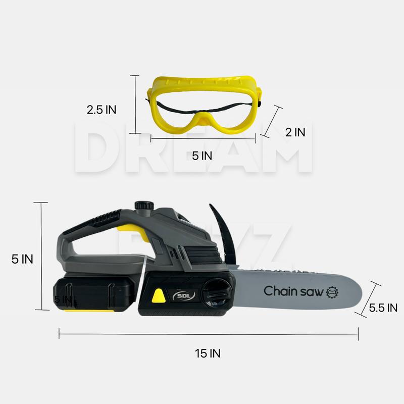 Pretend Play - chainsaw; realistic design; simulation movement and sound; light effect; perfect gift for boys & girls; safe design; educational toy