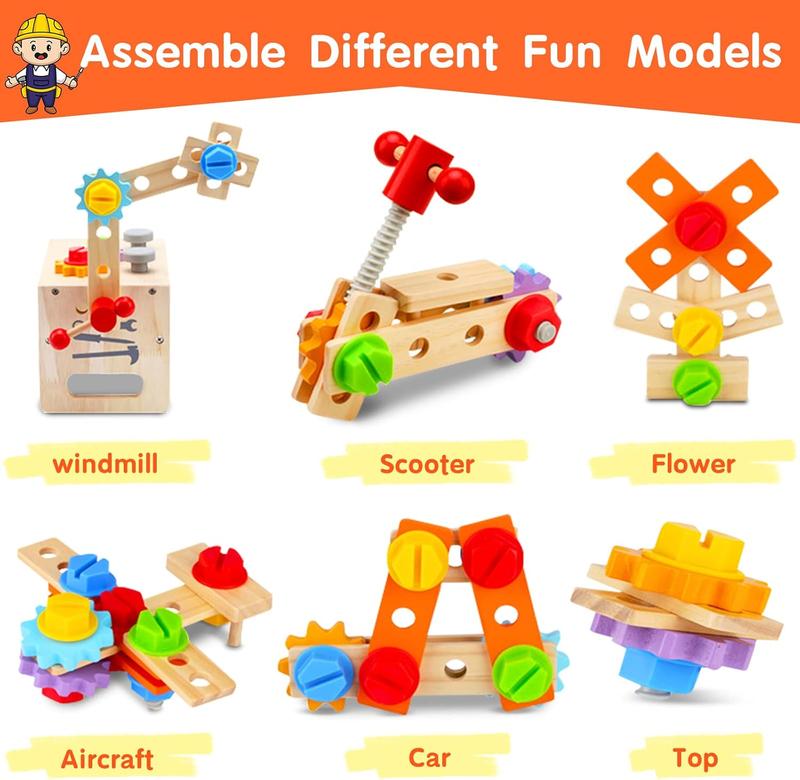 29Pcs Stem Wooden Tool Set Montessori Toys, Tool Bench Pretend Play Construction Learning Toys, christmas gift set