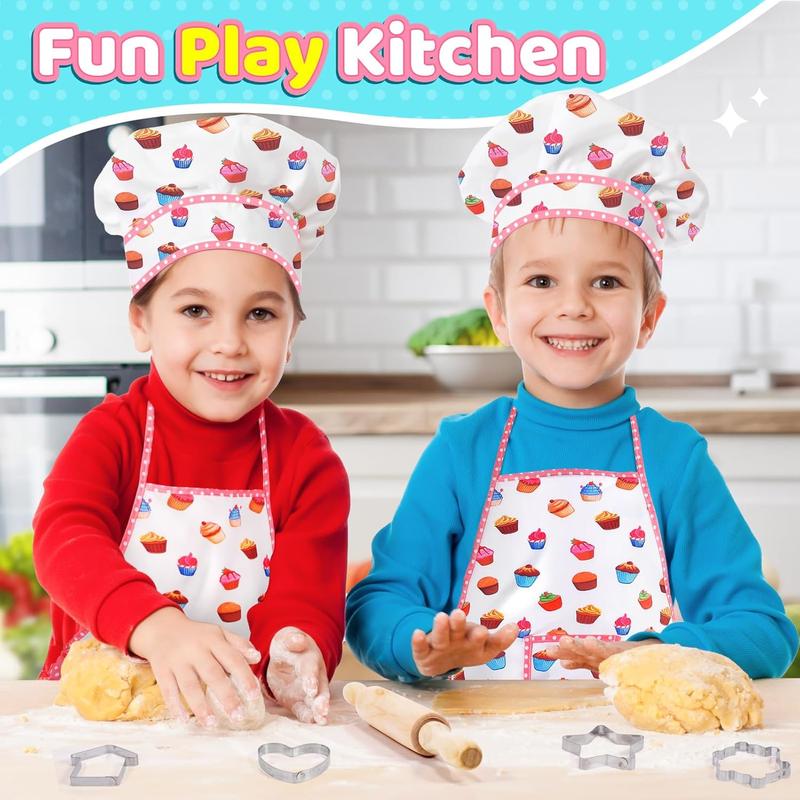 Birthday Gifts for 3-8 Year Old Girls Cute Stuff Apron for Girls Kids Cooking Sets Toddler Toys Kids Chef Hat and Apron