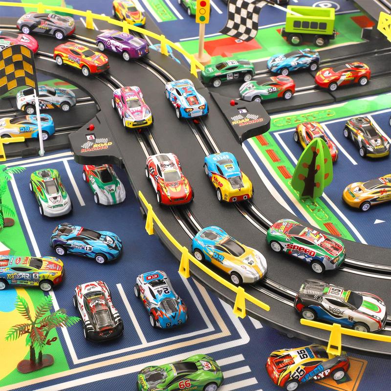 Toy Cars 24Pcs Race Cars Pull Back Cars Playsets with Storage Bags, Party Favors Prizes Fillers Bulk Gifts Car Game Treasure Chest