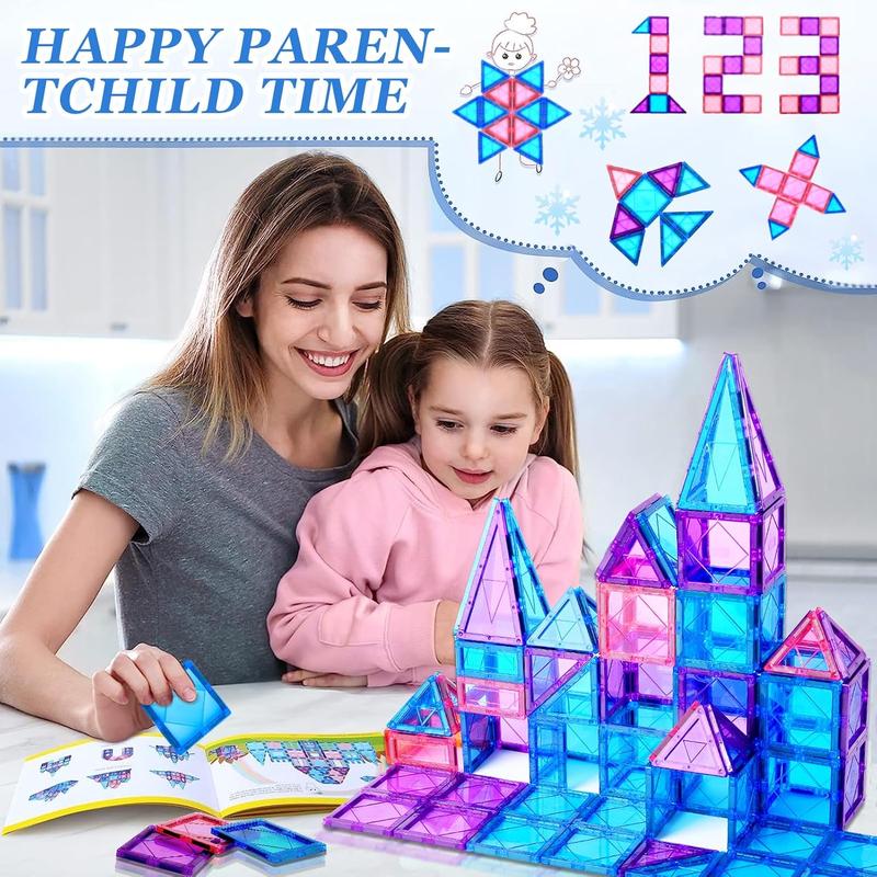 Magnetic Tiles Magnetic Building Blocks for Kids Ages 3+ Frozen Princess Castle Building Toys for Toddlers Christmas Birthday Gifts Toys for 3 4 5 6 7 8+Year Old Boys Girls