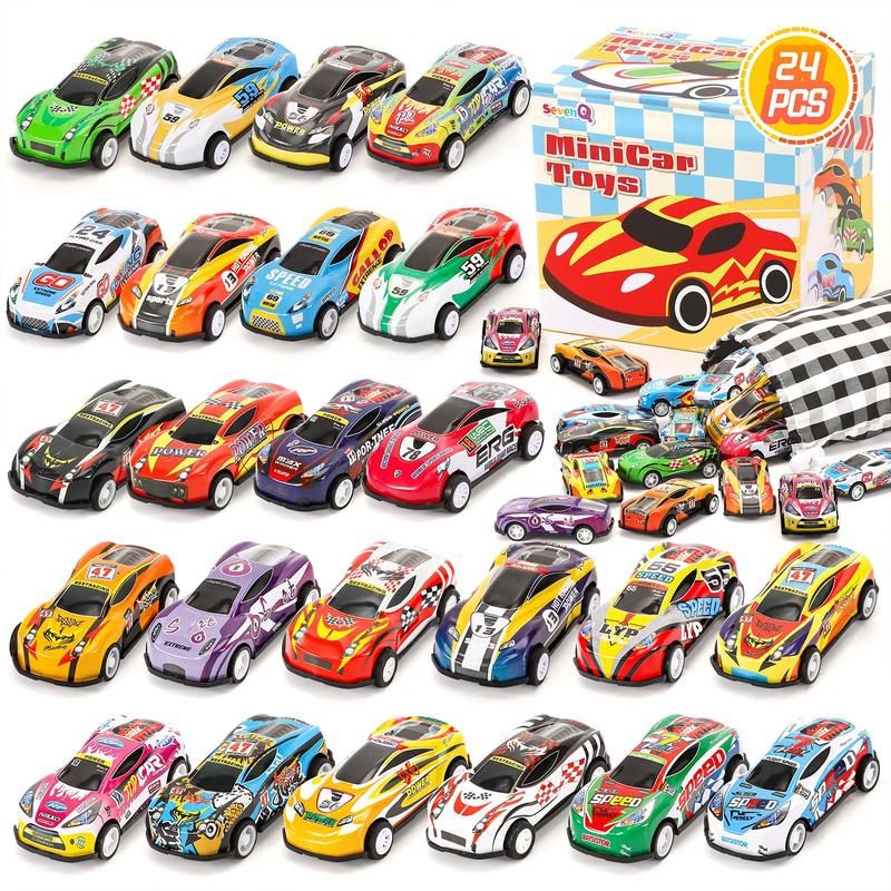 Toy Cars 24Pcs Race Cars Pull Back Cars Playsets with Storage Bags, Party Favors Prizes Fillers Bulk Gifts Car Game Treasure Chest