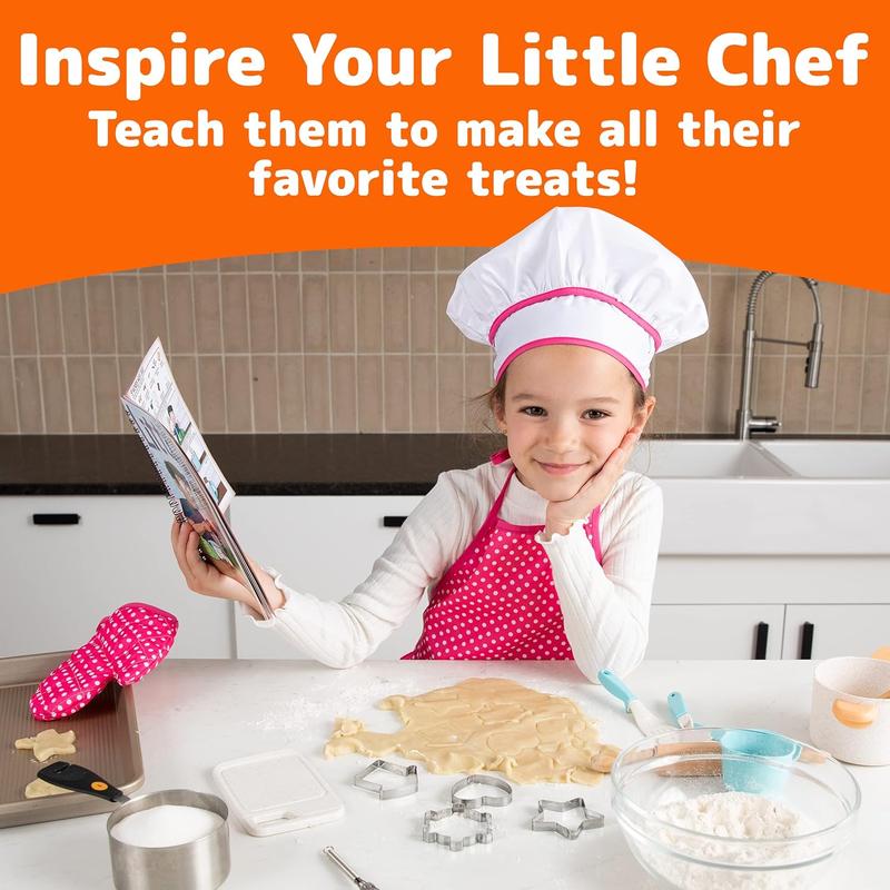 Kids Cooking and Baking Chef Set for Little Girls, Complete Cooking Sets, Toddler Dress Up and Pretend Play Dress Up Clothes for Girls