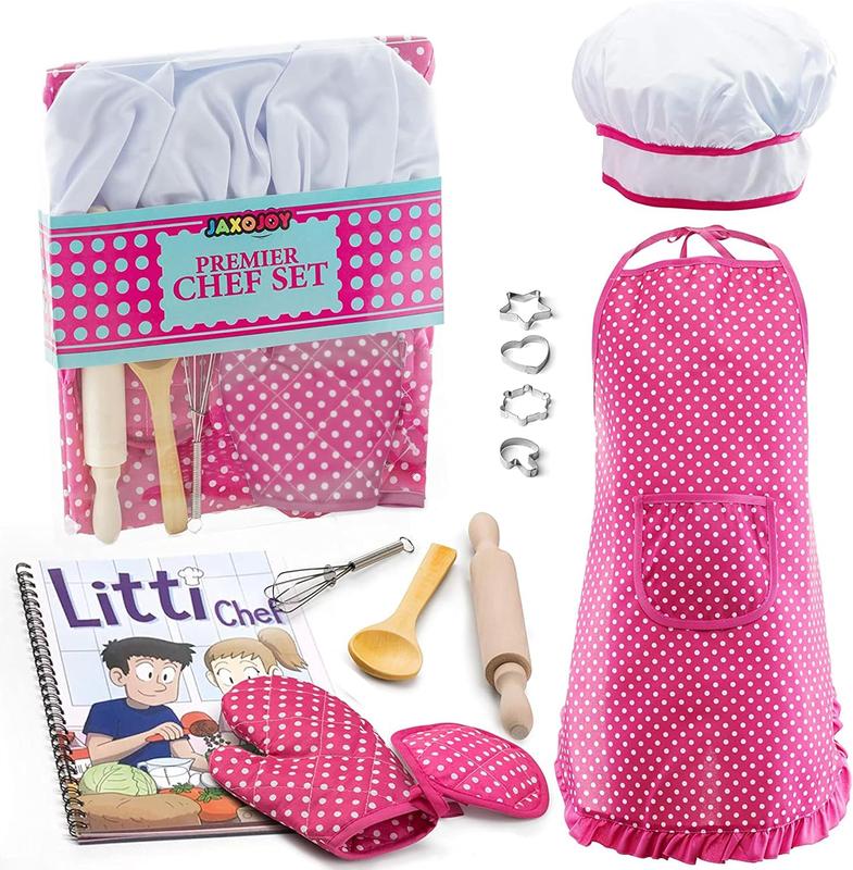 Kids Cooking and Baking Chef Set for Little Girls, Complete Cooking Sets, Toddler Dress Up and Pretend Play Dress Up Clothes for Girls