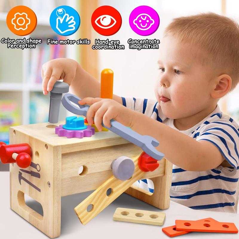 29Pcs Stem Wooden Tool Set Montessori Toys, Tool Bench Pretend Play Construction Learning Toys, christmas gift set