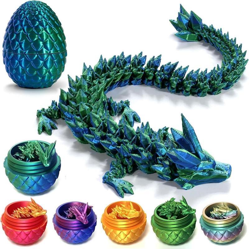 3D Printed Dragon Egg, 15Inch Crystal Dragon in Dragon Egg,Surprise Egg,Articulated Dragon, Fidget Toys for Executive Home Office Decor,Toys for Kids Gifts