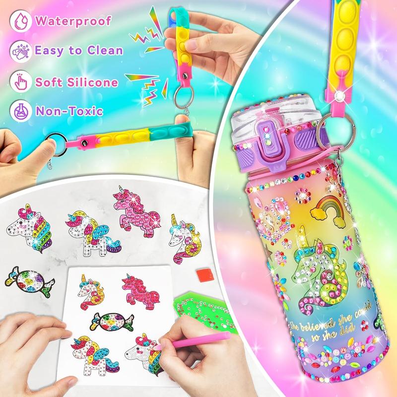 Decorate Your Own Water Bottle Kits for Girls Age 4-6-8-10,Unicorn Painting Crafts,Fun Arts and Crafts Gifts Toys for Girls Birthday Christmas(Unicorn)