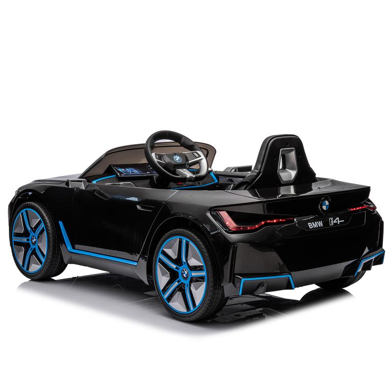 Licensed BMW I4 12V Kids Ride-On Car with Remote Control, Adjustable Speed, Power Display, USB, MP3, Bluetooth, LED Lights, and Safety Belt