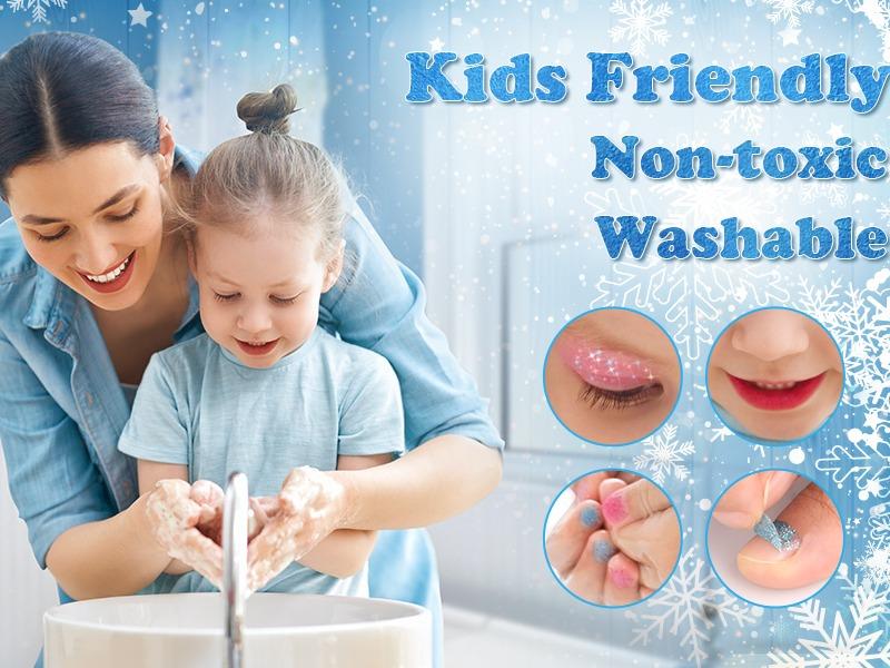 Washable Kids Makeup Kit for Girls - Princess Frozen Toys Pretend Play Starter Set- Christams birthday and newyear gifrs