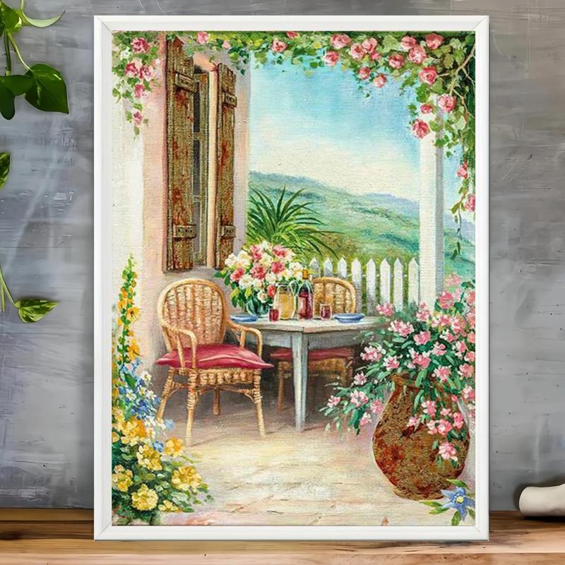 Flower Pattern DIY Diamond Arts Colorful Painting Kit without Frame, DIY Decorative Art Picture for Beginner, DIY Home Decor