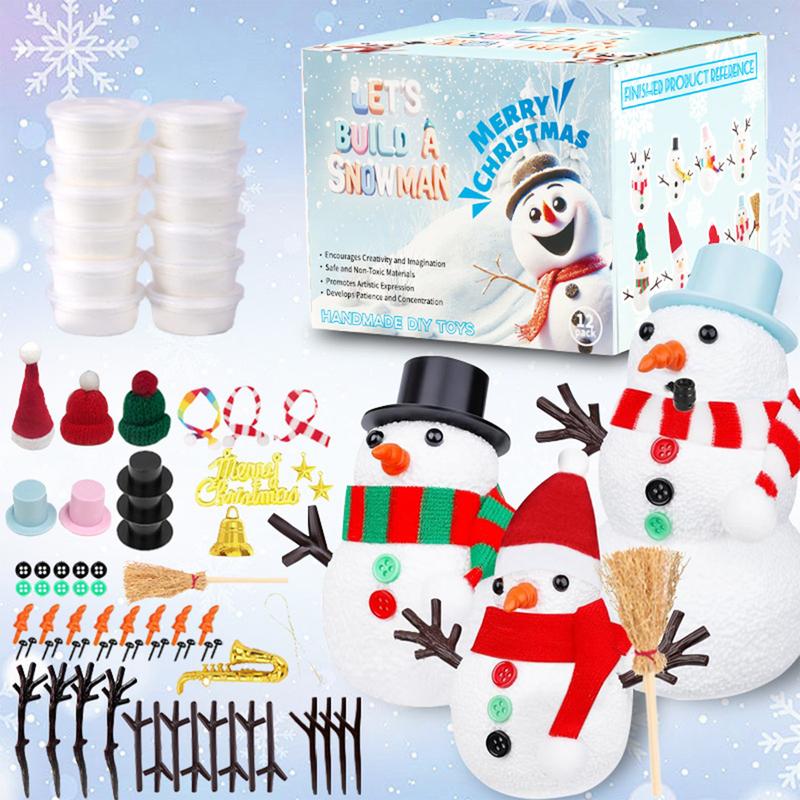 12pcs Christmas DIY Build Snowman Kit - Modeling Clay Snowman DIY Kit - Resin Soft Easy to Snowman DIY Kit for Christmas crafts Christmas Party Gifts