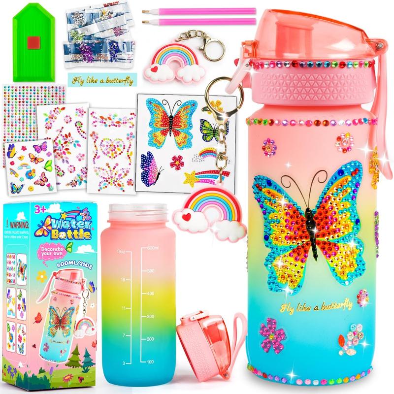 Christmas gift  Decorate Your Own Water Bottle Kits for Girls DIY Water Bottle for Girls Fun Arts and Crafts Gifts Toys Kits for 4-6-8-10 Year Old Girls Kids Birthday Christmas Gifts (Butterfly)