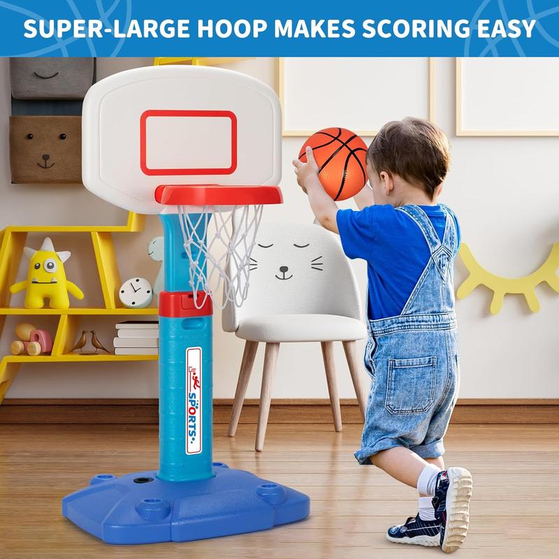 Toddler Basketball Hoop Indoor for Age 1-3, Adjustable Kids Basketball Hoop, Mini Basketball Hoop with 3 Balls for Outdoor Poolside, Birthday Christmas Sport Toys Gift for Baby Boys Girls Age 1 2 3 4