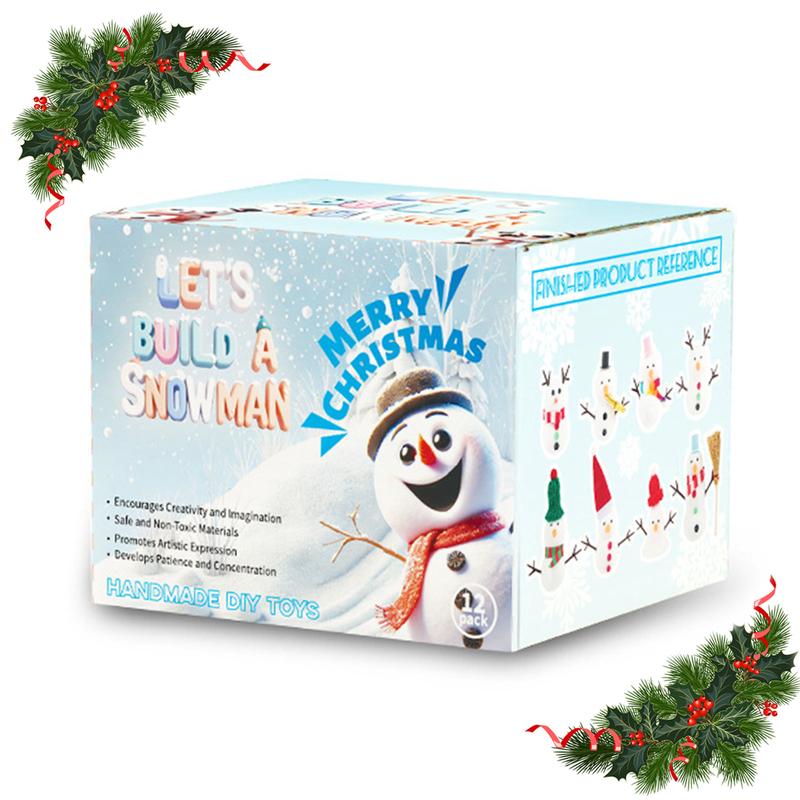 12pcs Christmas DIY Build Snowman Kit - Modeling Clay Snowman DIY Kit - Resin Soft Easy to Snowman DIY Kit for Christmas crafts Christmas Party Gifts