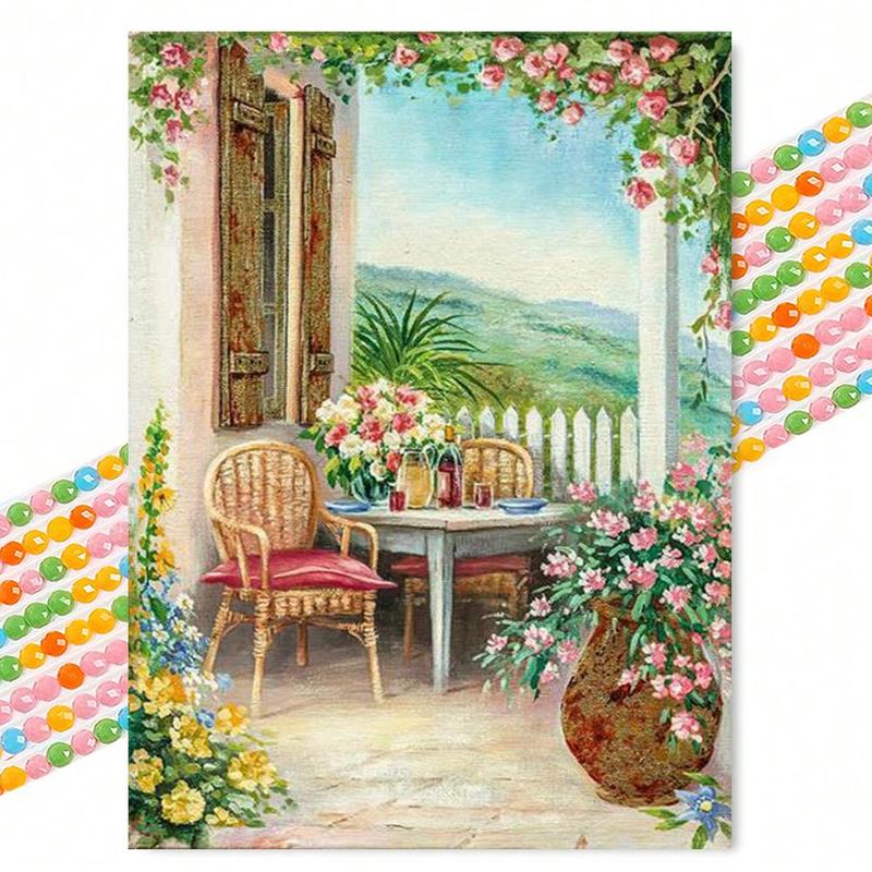 Flower Pattern DIY Diamond Arts Colorful Painting Kit without Frame, DIY Decorative Art Picture for Beginner, DIY Home Decor