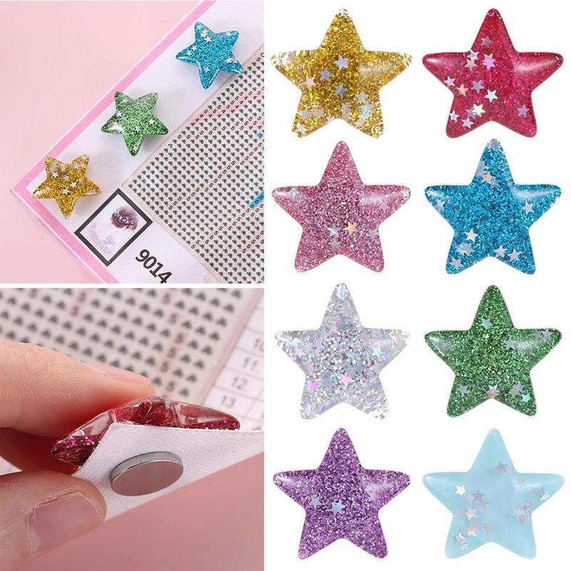 Random Color Diamond Art Colorful Painting Tool, Sparkling Star Magnet Cover, DIY Diamond Embroidery Accessories Canvas Protective Film Fixing Tool