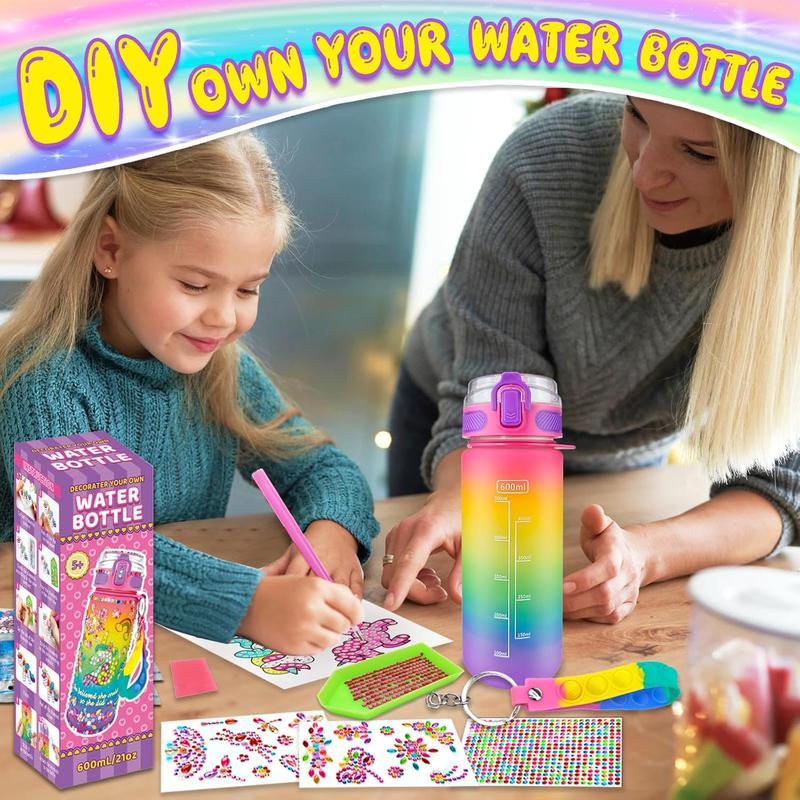 Decorate Your Own Water Bottle Kits for Girls Age 4-6-8-10,Unicorn Painting Crafts,Fun Arts and Crafts Gifts Toys for Girls Birthday Christmas(Unicorn)