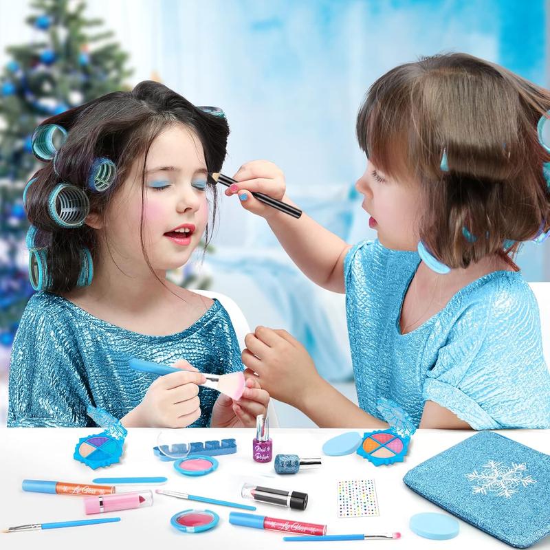 Washable Kids Makeup Kit for Girls - Princess Frozen Toys Pretend Play Starter Set- Christams birthday and newyear gifrs