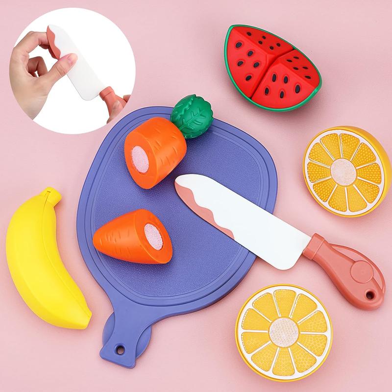 26pcs Pretend Food Play Food Cutting Set Fruits And Vegetables Toy Kitchen Accessories,Educational And Birthday Gift