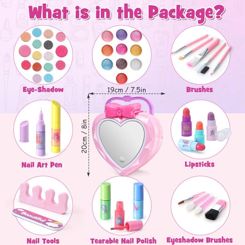 Makeup Kit for Girls 22counts Make Up Non Toxic Washable Play Toy Real Princess Cosmetic Toys Learning Educational Toy Birthday Christmas Gifts