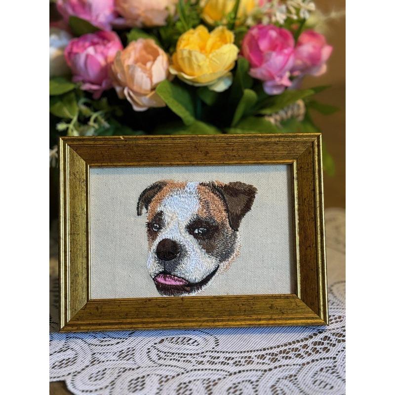 American Bulldog Machine Embroidered and Framed!  Other Designs and Breeds Available!