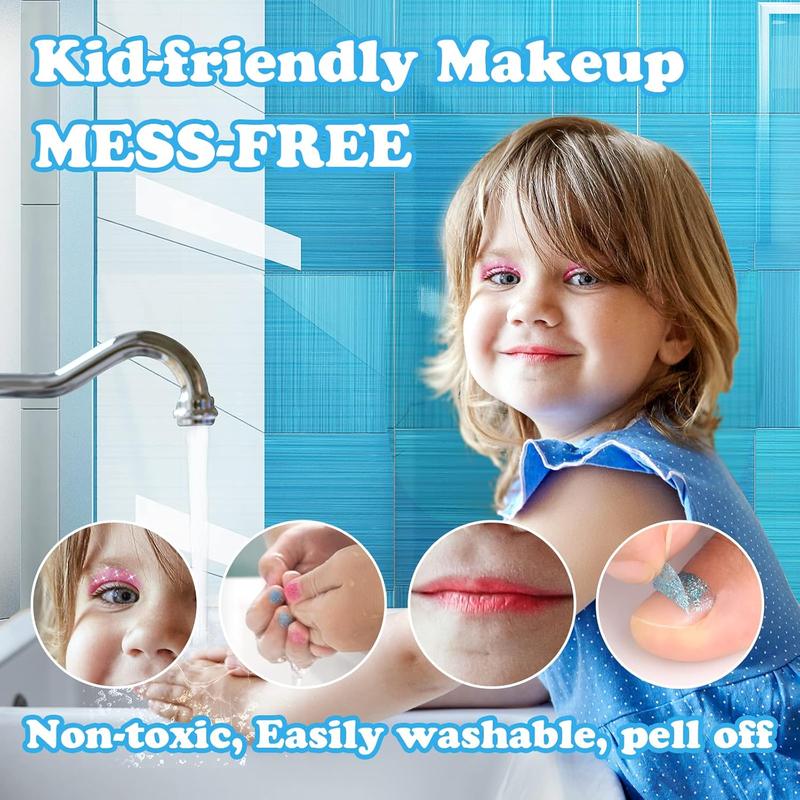 Washable Kids Makeup Kit for Girls - Princess Frozen Toys Pretend Play Starter Set- Christams birthday and newyear gifrs