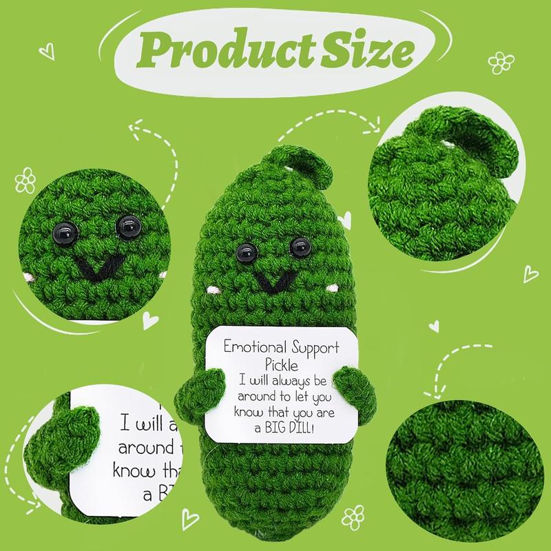 Handmade Crochet Soft Pickle Plush Toy - Set of Two, Emotional Support Decoration, Perfect Green Gift for Any Occasion, Gift Boxed Small Toys