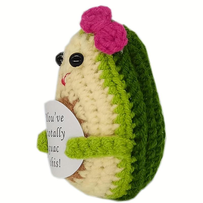 Avocado Shaped Crochet Kit, Handmade Crochet Kit with Card, DIY Crochet Supplies for Beginners, Emotional Support Crochet Plush Encourage Gifts