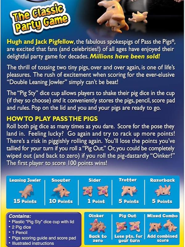 Pass The Pigs by Winning Moves Games USA, a Hilarious Pig Dice Game, Family Favorite for Over 40 Years, for 2 or more Players, Ages 7+ (1046)