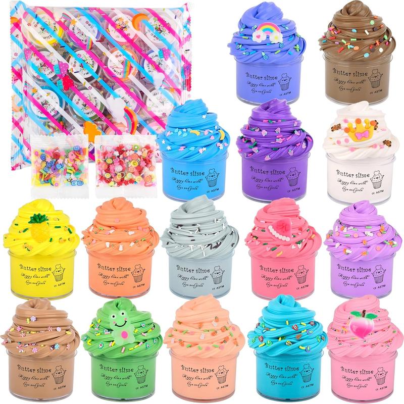 15 packs of mini Slime, Butter Slime party treats, soft, non-stick and stretchy slime sets, toy fillers for kids, boys and girls,