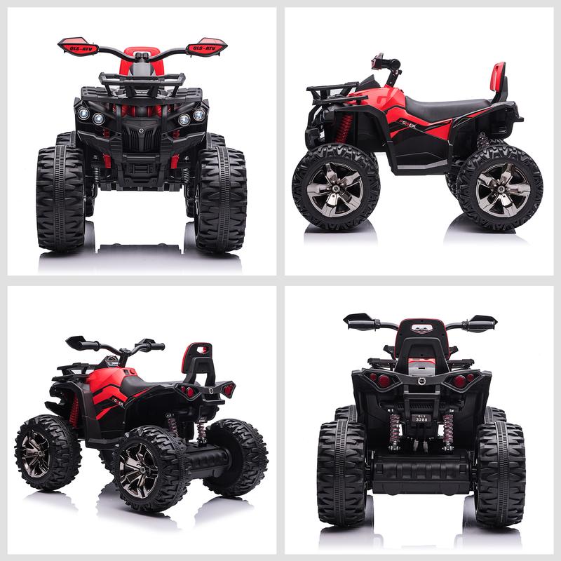  Aosom 12V Kids 4 Wheeler, Ride on ATV for Kids with Music, Realistic Headlights & Wide Wheels, Toddler Quad for Boys and Girls