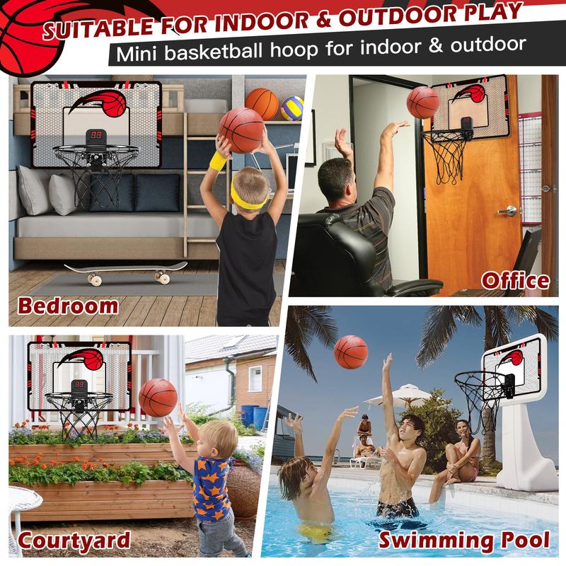 Toys Basketball Hoop Indoor, Mini Basketball Hoop with Scoreboard and Complete Accessories Over The Door Basketball Hoop Toys for Home and Office Door & Wall Basketball Toys Gifts for Kids Teens mini basketballhoop indoor basketball