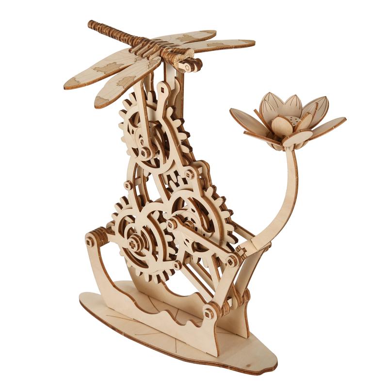 Wooden Dragonfly Toy 3D Puzzle Toy Creative DIY Assembly Mechanical Wood with Mortise and Tenon Structure Jigsaw Toy Ornament