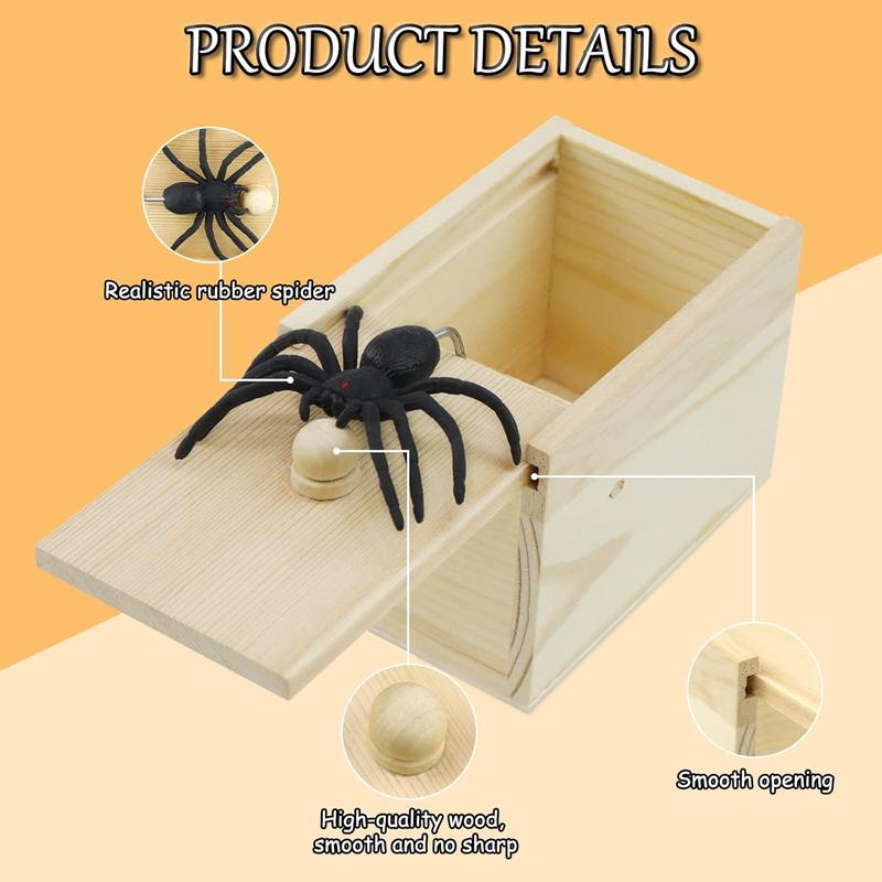 Spider Prank Scare Box, Handmade Fun Practical Surprise Joke Boxes, Hilarious Halloween Spoof Gift Box for Adults Kids