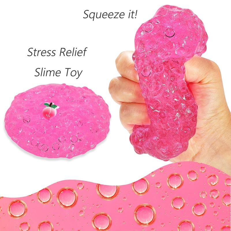 Premade Crystal Slime Rose Pink Jelly Cube Glimmer Crunchy Slime, Includes 4 Sets of Slime Add-ins, Party Favors for Kids, Sensory and Tactile Stimulation, Stress Relief, for Girls & Boys