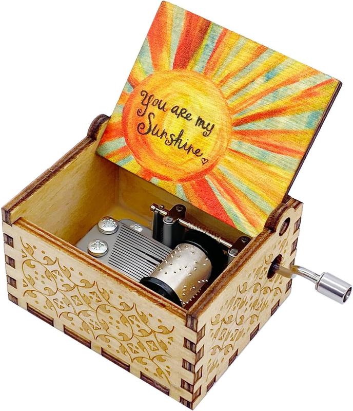 Music Box You are My Sunshine,  Gifts for Mom Daughter Wife, Wooden Hand Crank Vintage Colorful Musical Boxes for Birthday Anniversary Christmas Valentines Day Mothers Day