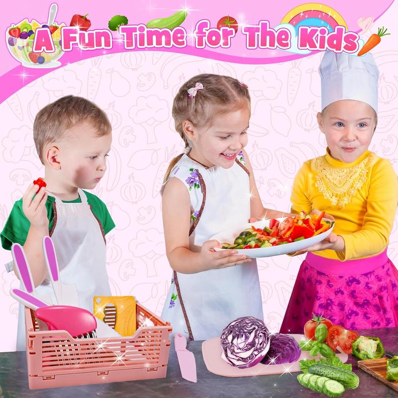 Christmas gift Girls Gifts Kids Knife Set for Real Cooking & Basket,Gifts Toys for 3 4 5 6 7 8 9 10 Year Old Girls Birthday Gifts,Montessori Toys Kitchen Tools for Toddlers Kids Cooking Sets Real,Learning Girls Toys