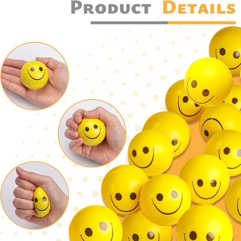 Face Stress Balls, 2inch Funny Squeeze Balls 12PCS Yellow Smile Balls Mini Stress Relief Balls for Kids Adults School Carnival Reward Party Bag Gift