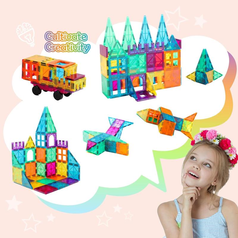 Magnetic Tiles, 96 count Magnetic 3D Building Blocks Educational Magnetic Tiles Puzzle Magnets Toys for Girls Boys Toddler Ages 3+ (NF-96 Set) (NF-96)