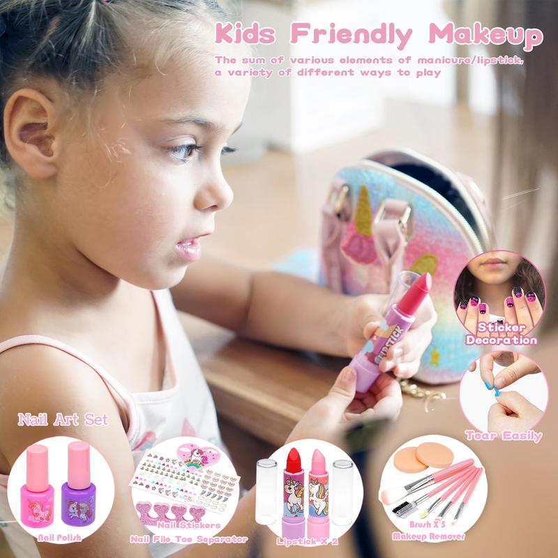 Unicorn Design Makeup Toy, 1 Set Washable Makeup Toy, Pretend Play Makeup Toy, Birthday Gift