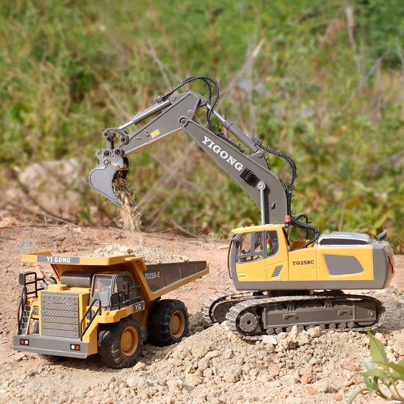 [Local Stock]RC Car 2.4G 1:20 11 Channels 9 Channels Alloy RC Excavator Dump Trucks Bulldozer Alloy Plastic Engineering Vehicle Electronic Toys For Kids Boy Gifts