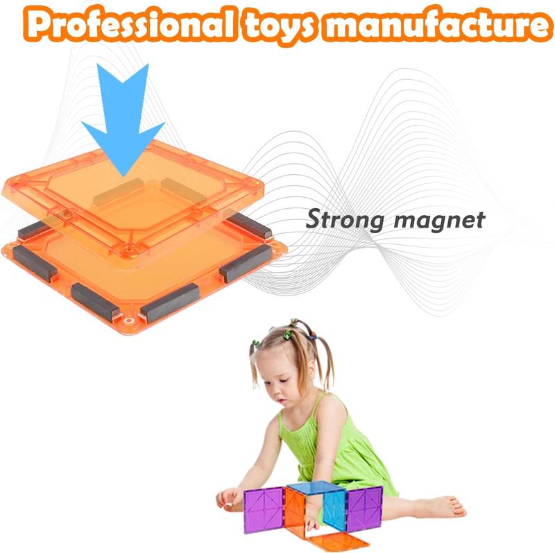 Magnetic Tiles, 96 count Magnetic 3D Building Blocks Educational Magnetic Tiles Puzzle Magnets Toys for Girls Boys Toddler Ages 3+ (NF-96 Set) (NF-96)