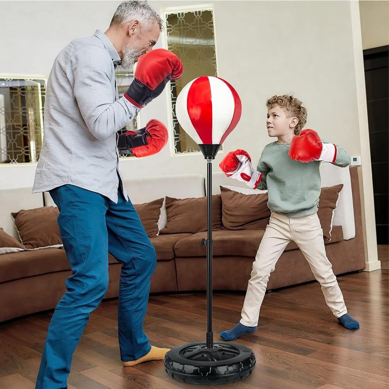 Big Punching Bag for  Included 2 Pack Boxing Gloves, Boxing Toys for Boys, Boxing Bag Sets with Height Adjustable Stand, Gift for Boys & Girls  5,6,7,8,9,10