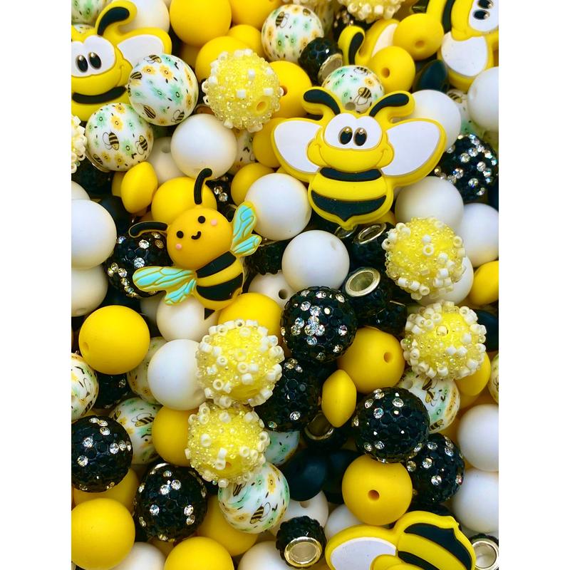 40pcs Bead Bundle 204 | Bee Beads | Bumblebee Beads | Bead Mix | Yellow Beads